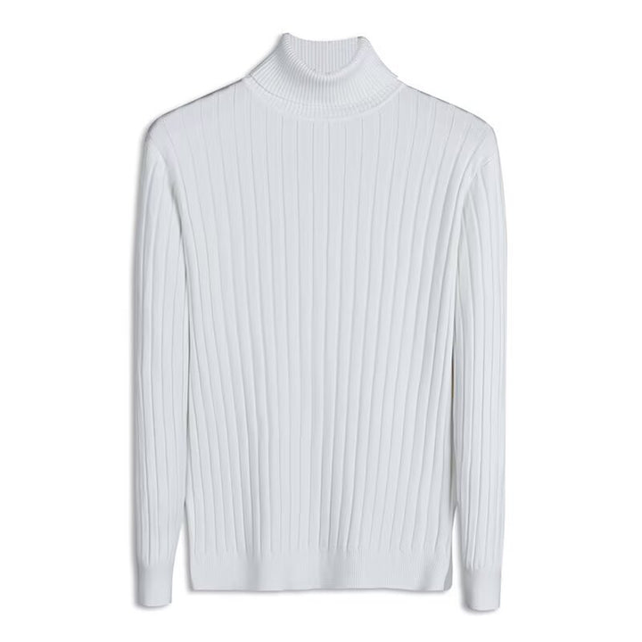 Men's knitted sweater with foldable stand-up collar