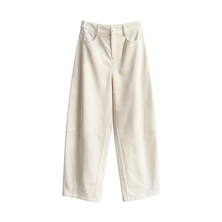 Women's corduroy pants with high waist, 7/8 length