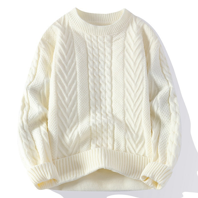 Chunky knit sweater with cable pattern