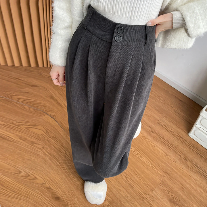 Women's corduroy pants in business style, lined