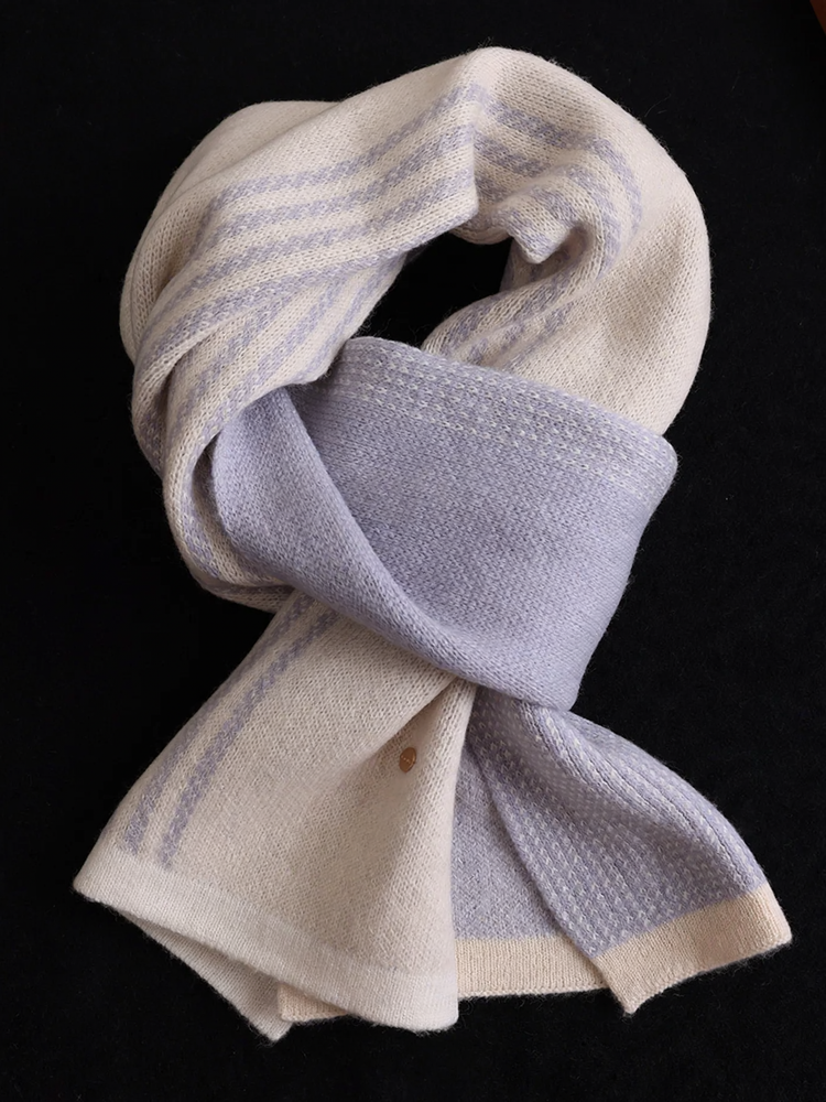 Merino wool scarf in Japanese style, two-tone