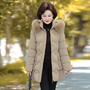 Padded women's winter coat with hood