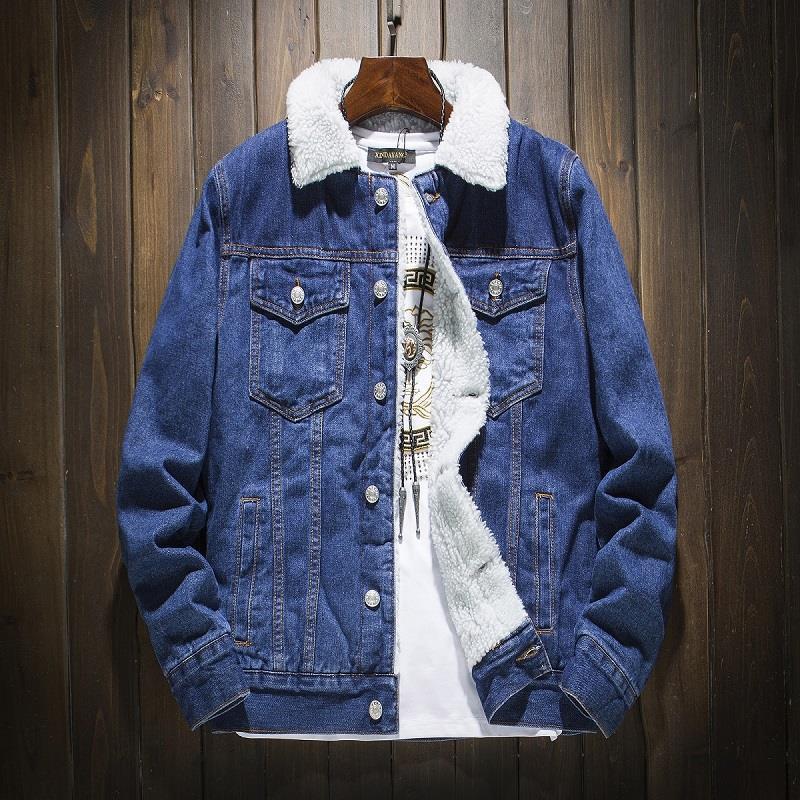 Men's denim jacket with lamb fleece lining