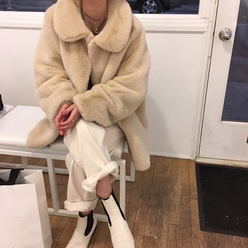 Korean style faux fur coat