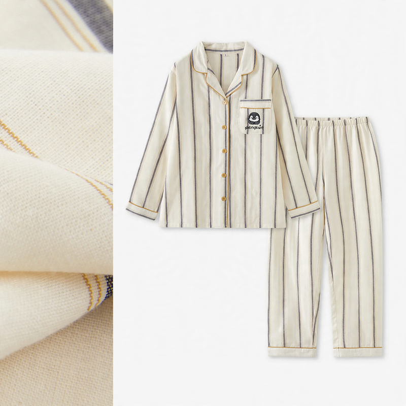 Cotton pajama set for couples, striped