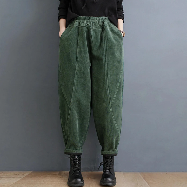 Corduroy pants for women, loose fit, lined