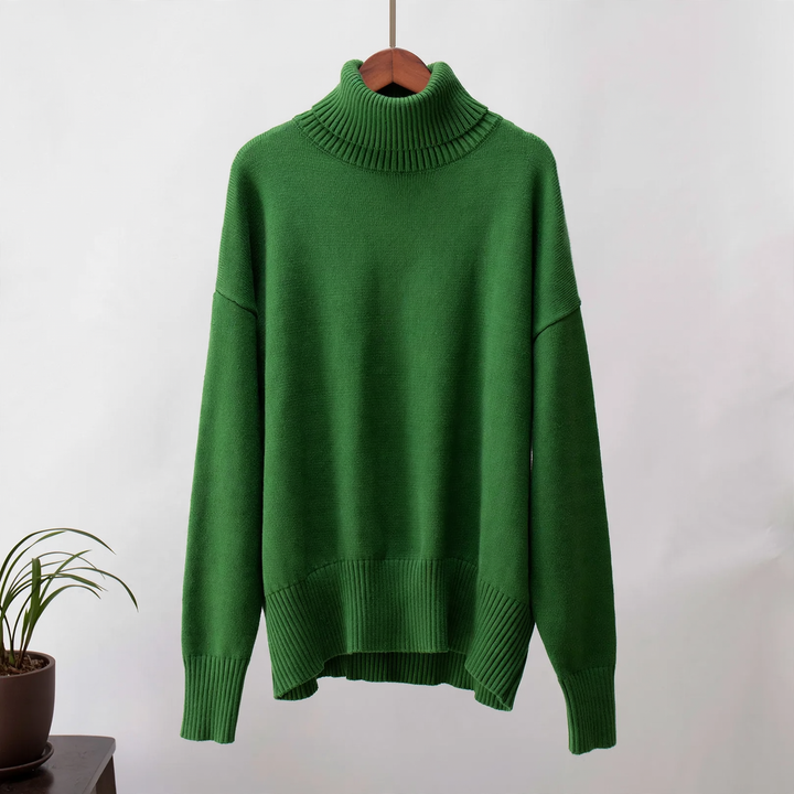 More elegant, loose women's turtleneck sweater