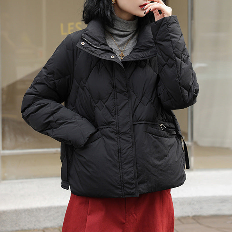 Short, padded women's down jacket