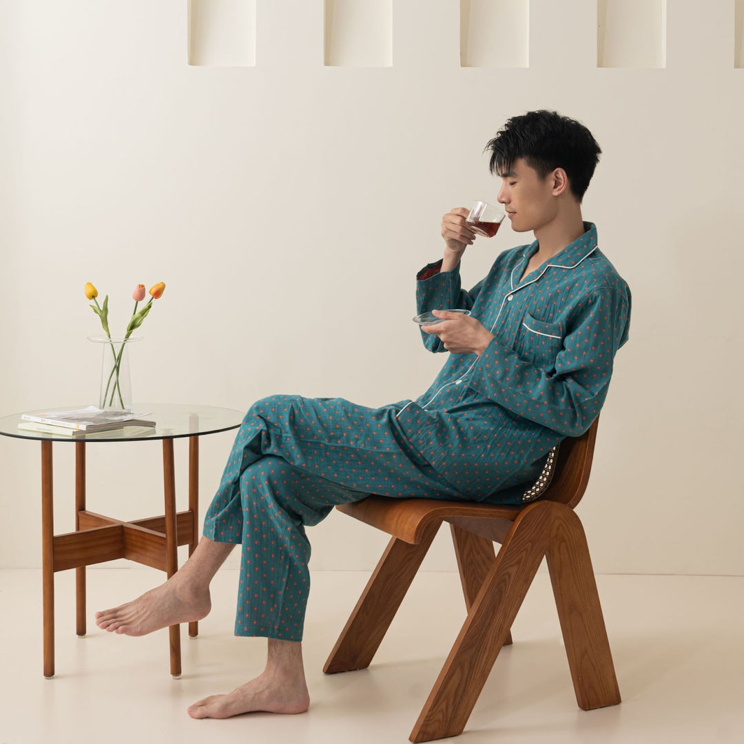 Cotton pajamas, double gauze, long sleeves, unisex