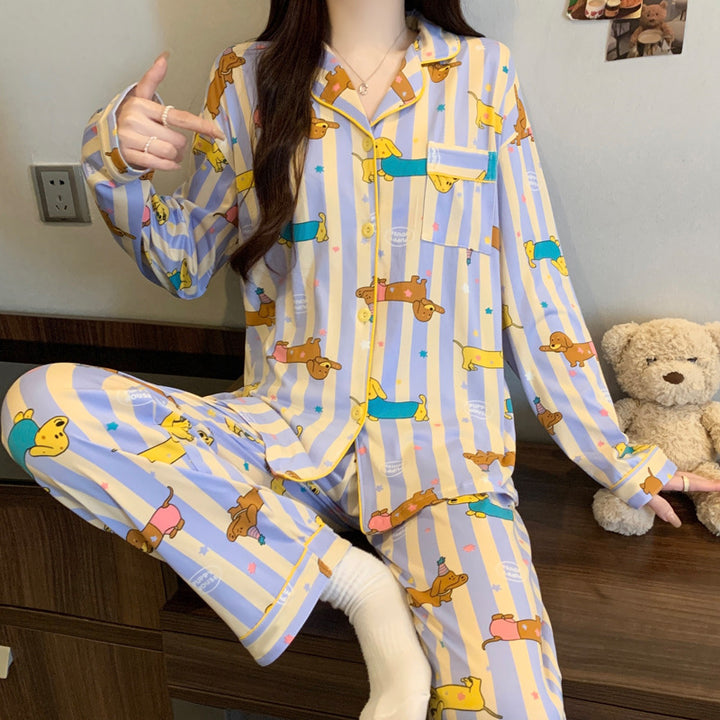 Women's Pajama Set, long-sleeved, with star pattern