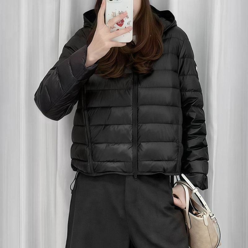 Light down jacket with hood, 90% goose down