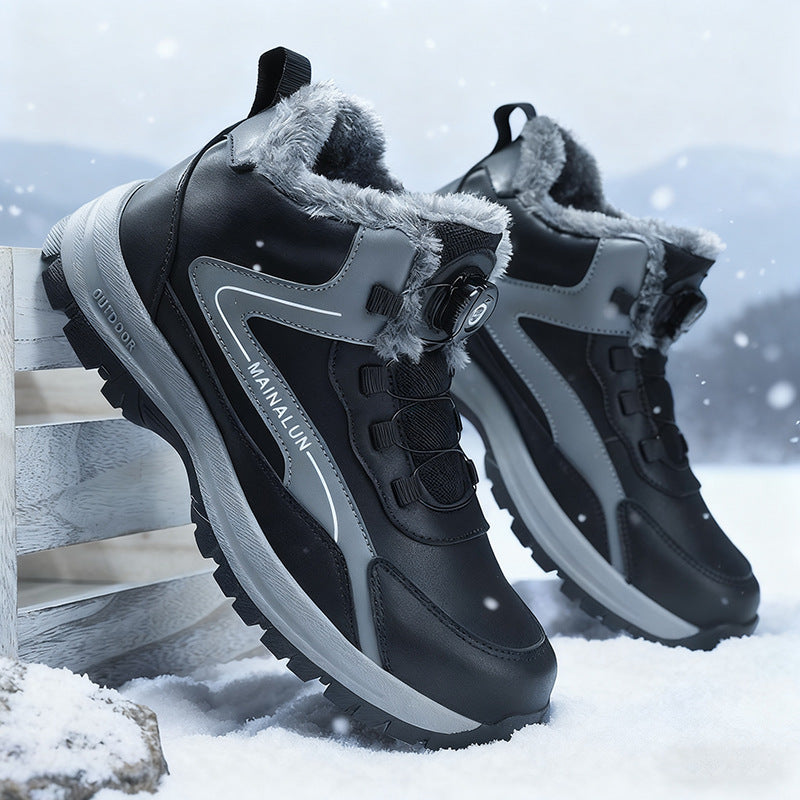 Padded men's winter boots, slip-resistant and warm