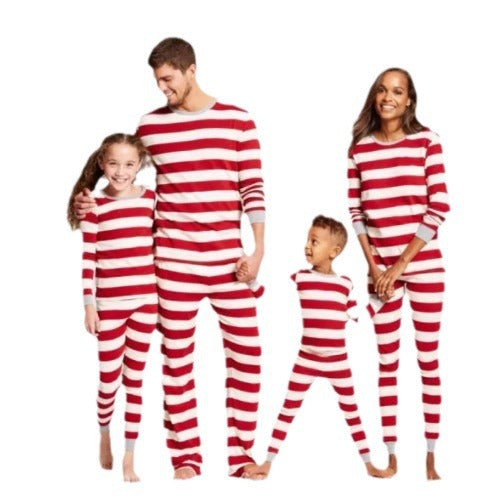 Family Pajama Set, striped, Christmas-themed
