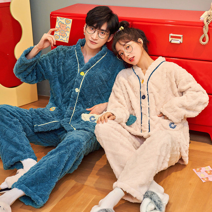 Fluffy flannel loungewear for couples