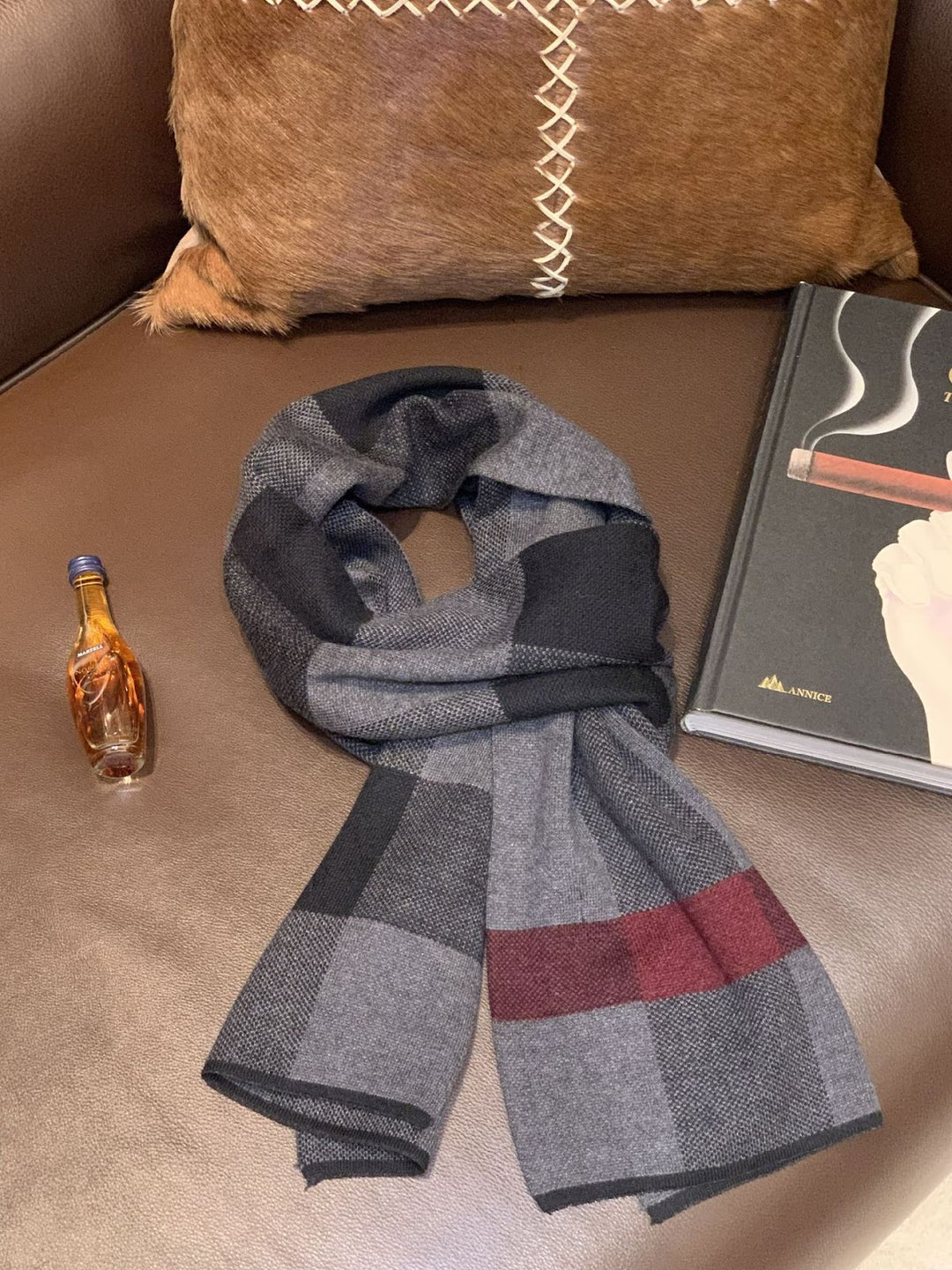 Modern knitted scarf for men, 180x30cm