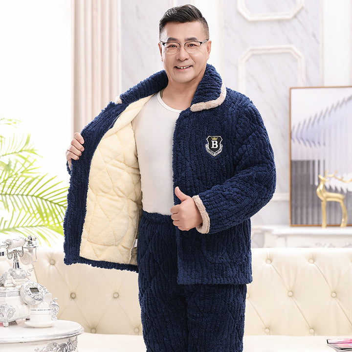Warmer men's pajamas, padded, for winter
