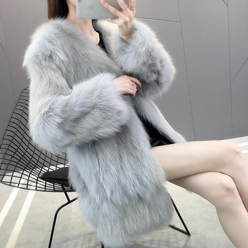 Women's winter coat, faux fur, medium length