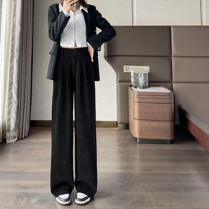 Ladies corduroy pants, wide cut, various lengths