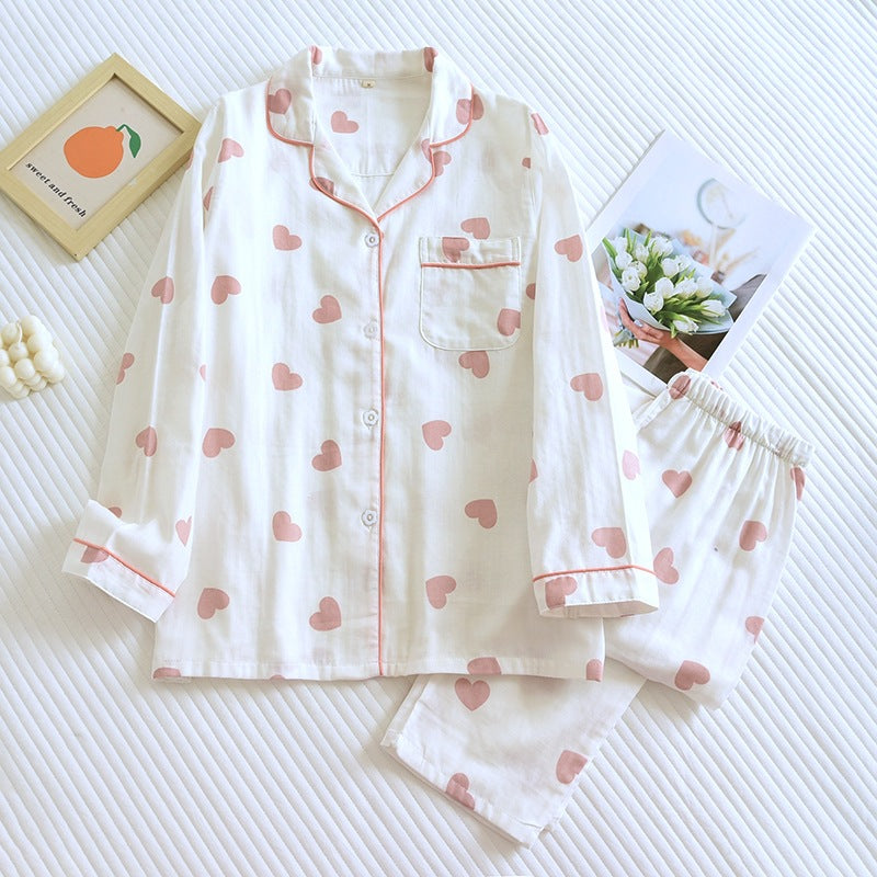 Light cotton muslin set with heart motif