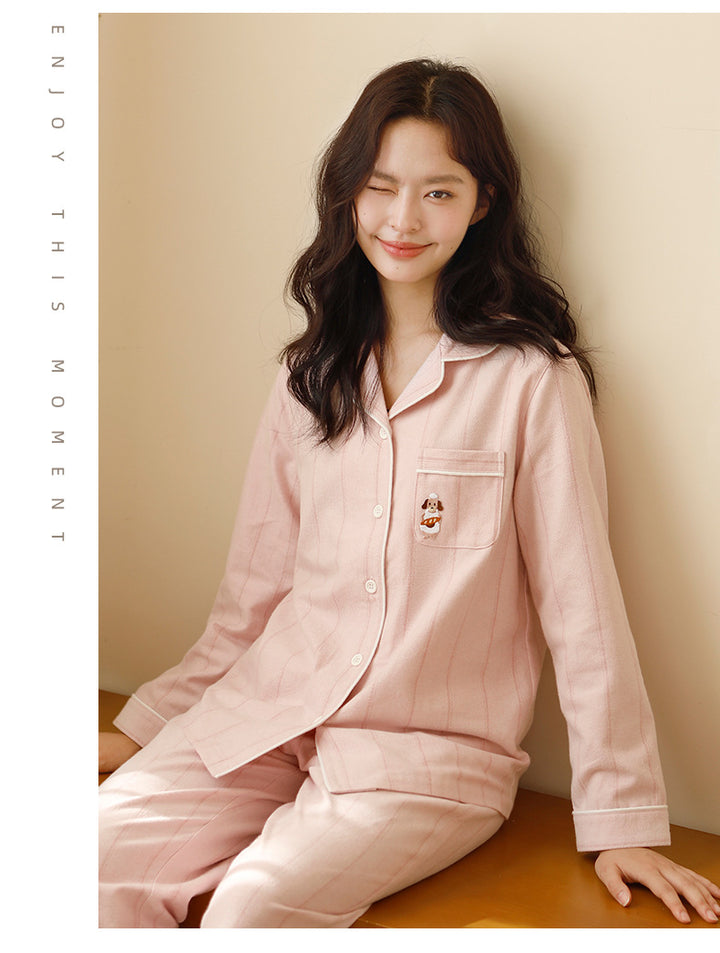 Partner Pajama made of cotton flannel with embroidery