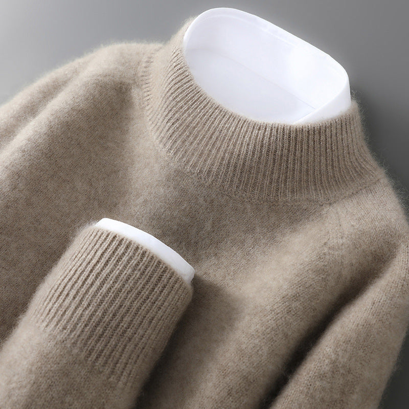 Men's pullover with stand-up collar made of 100% wool