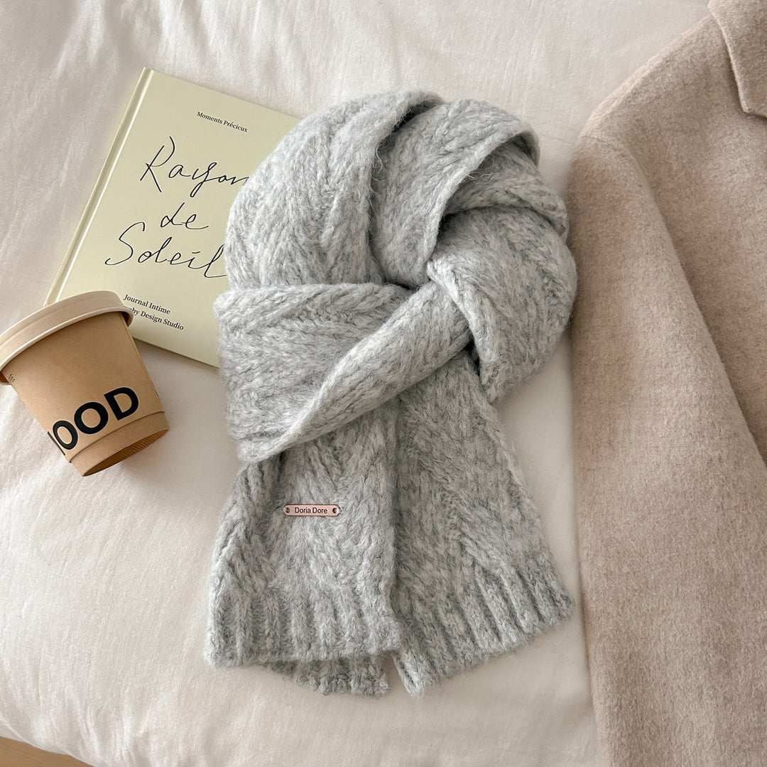 Alpaca wool blend scarf, knitted