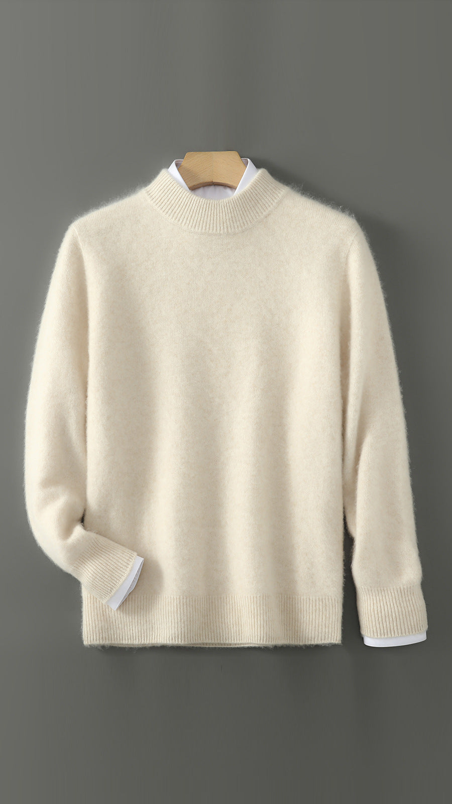 Men's Wool Sweater, Crew Neck, Solid Color, Business Casual