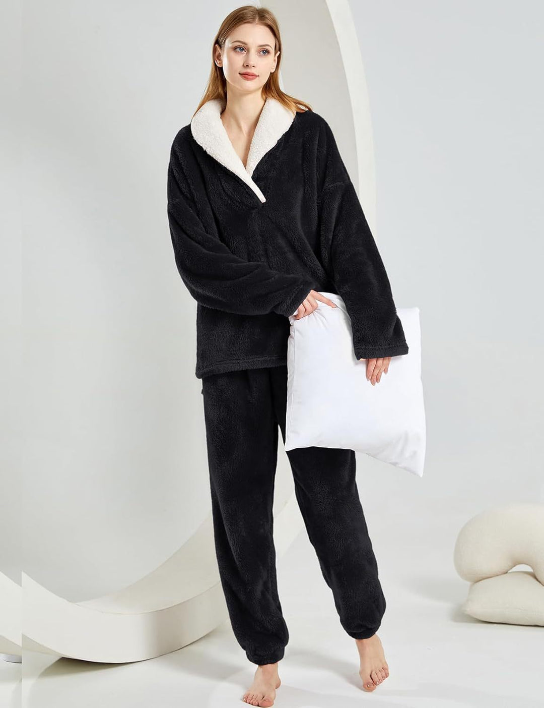 Soft Plush Pajama Set for Couples, Long Sleeve, Winter