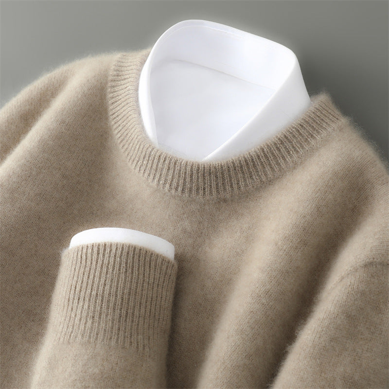 Men's wool sweater with stand-up collar