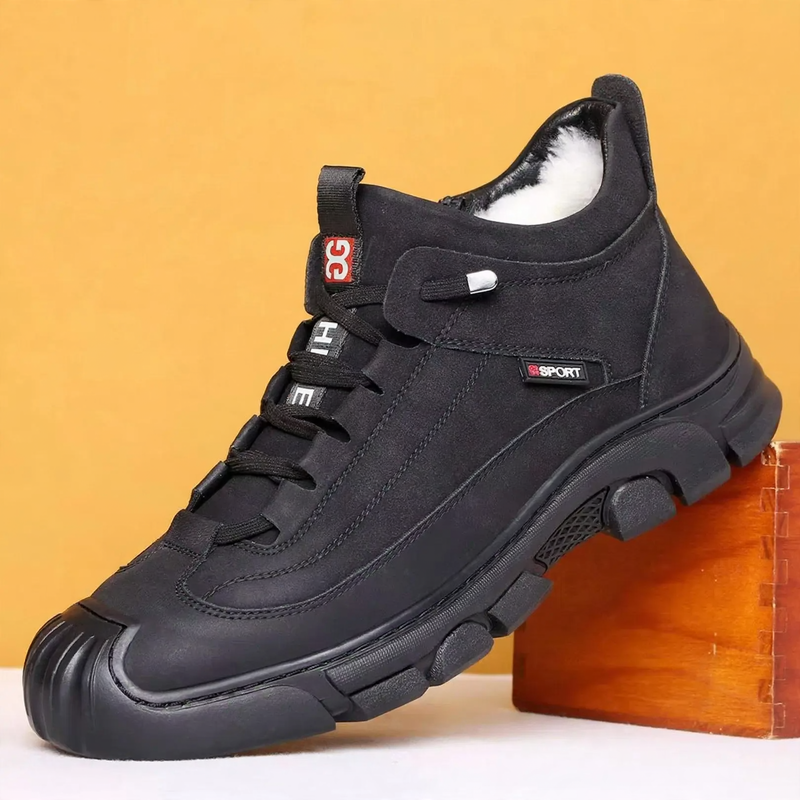 Men's winter boots with warm lining and plateau