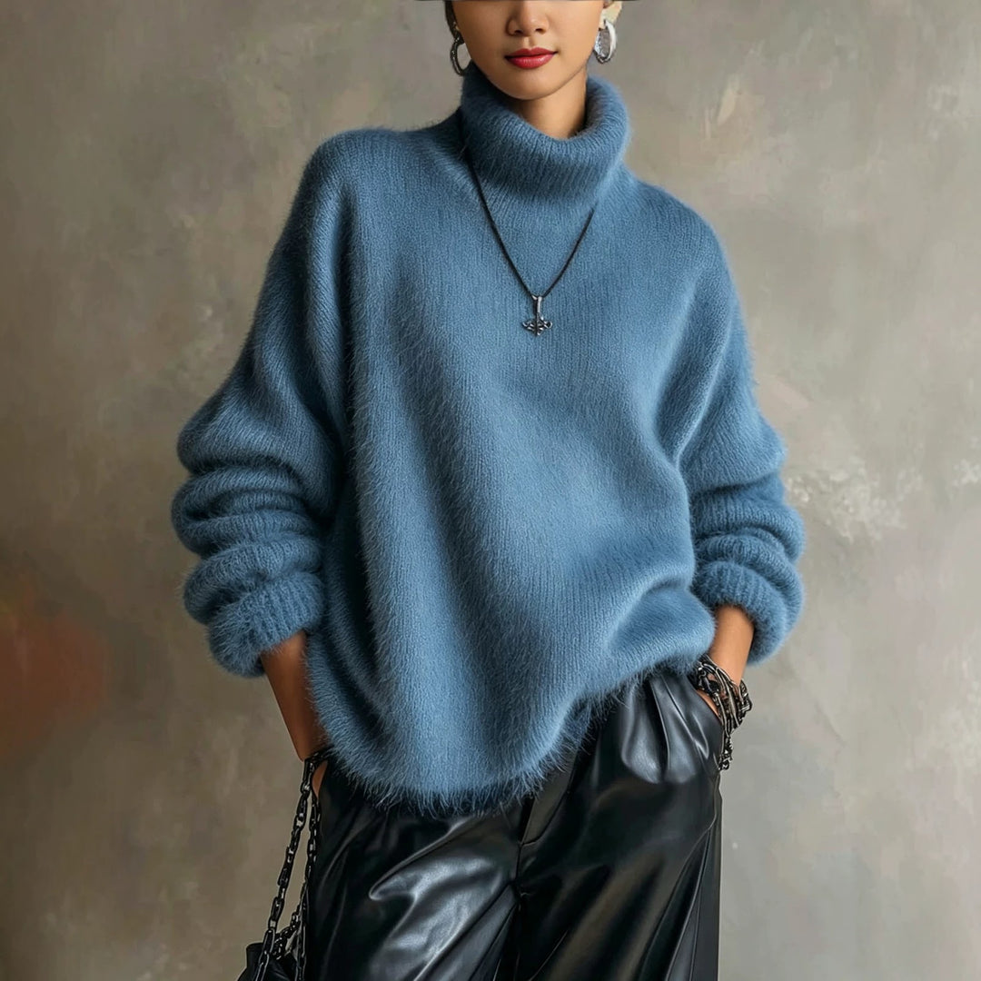 Fluffy turtleneck sweater