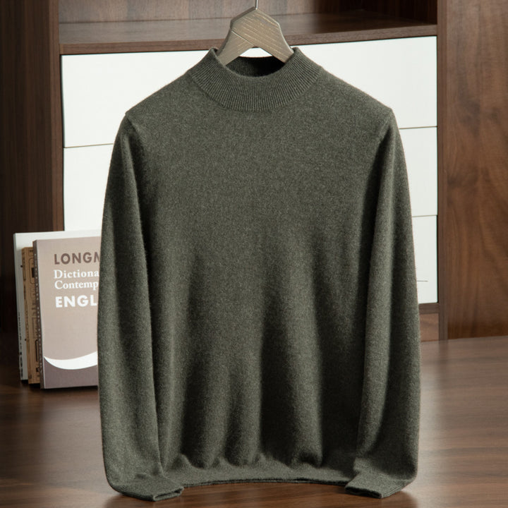 Men's Cashmere Sweater, Stand-Up Collar, Business Casual