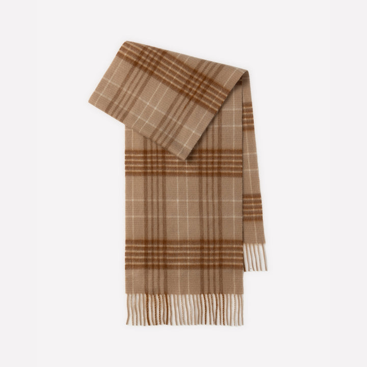 Wool scarf with check pattern, 180x30 cm