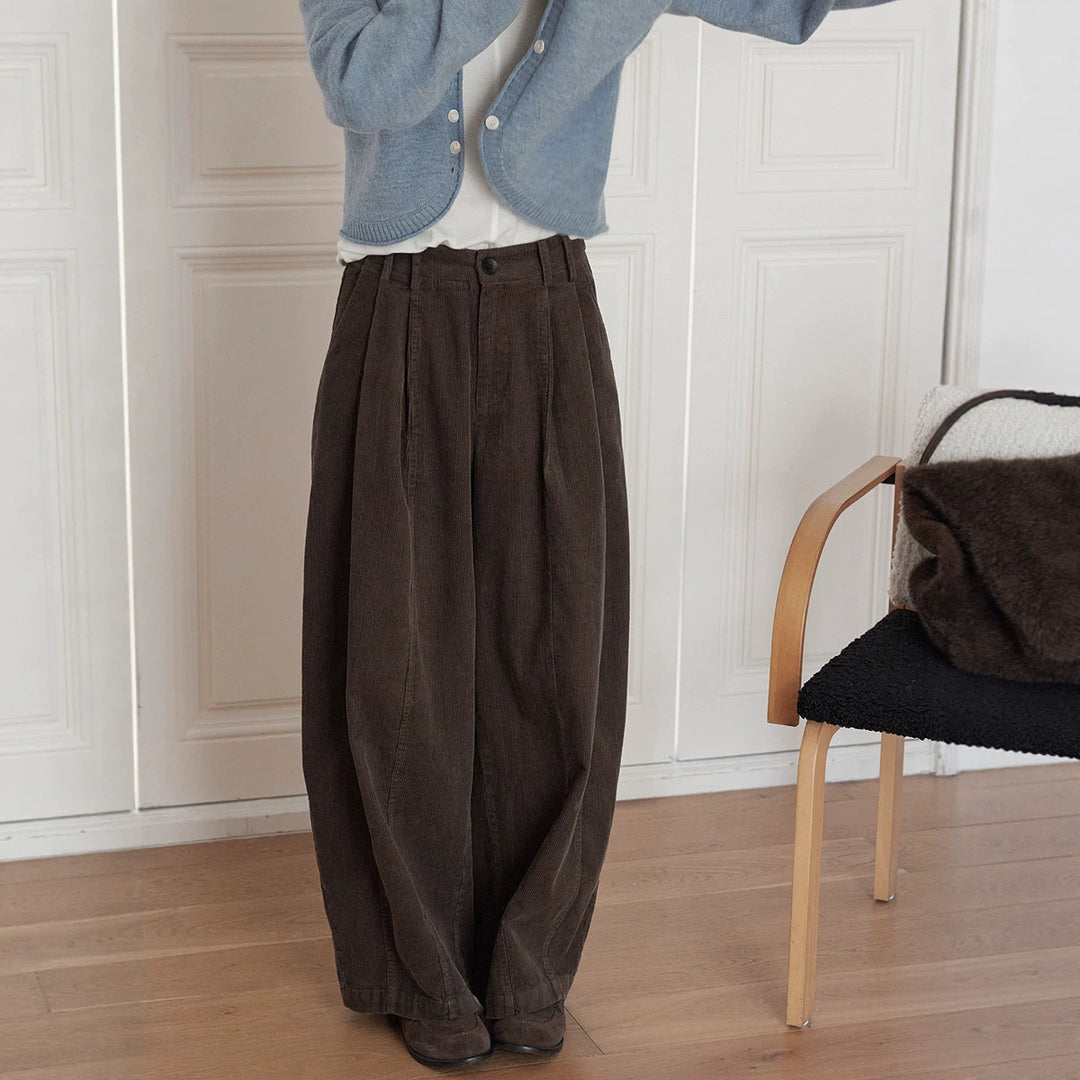 Retro-cord trousers, loose fit, women's