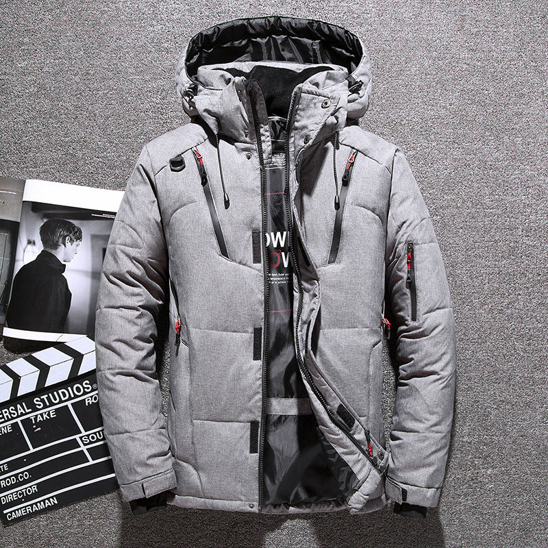 Warm men's down jacket, fitted