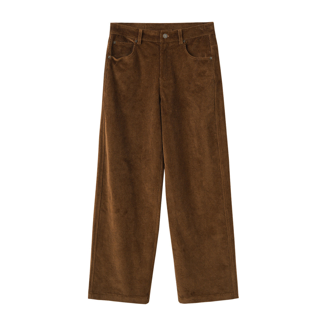 Women's corduroy pants, high-waisted, straight cut