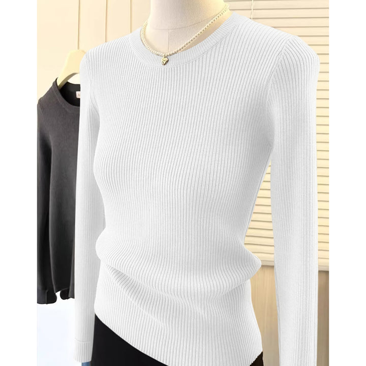 Women's Knit Sweater with Round Neckline