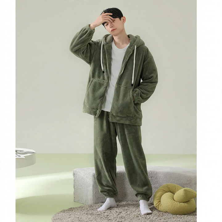 Padded hoodie pajamas with zipper, unisex