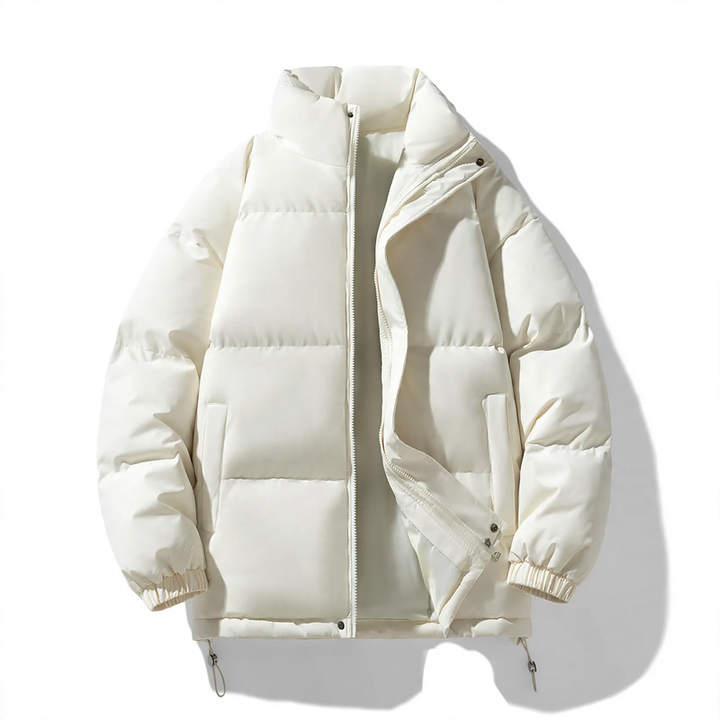 Unisex quilted jacket, stand-up collar, lined, solid color