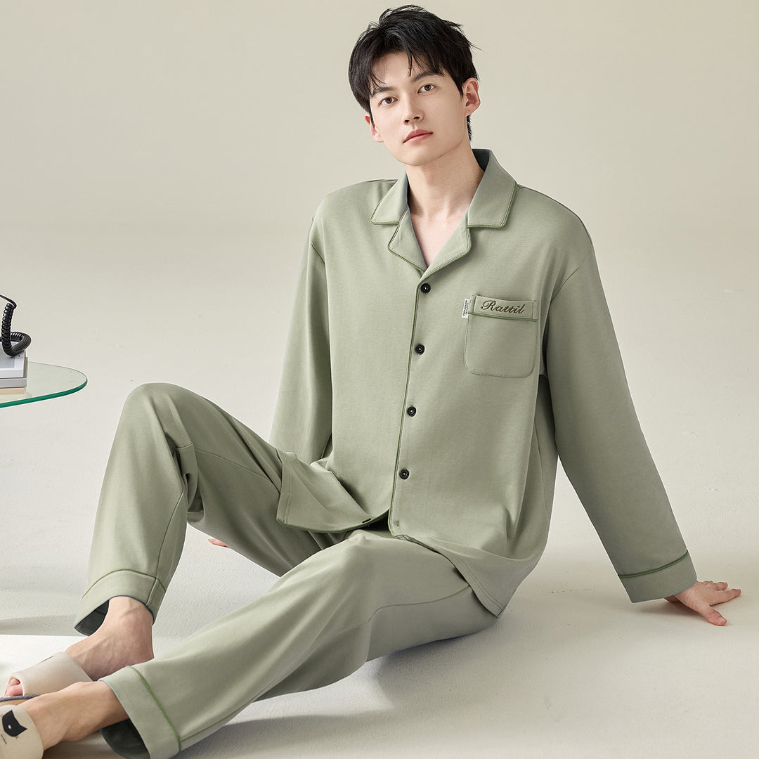 Men's cotton pajamas, casual fit, plus sizes