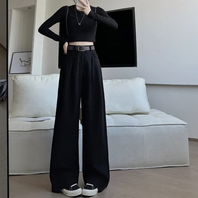 Women’s cord pants with wide leg, high waist