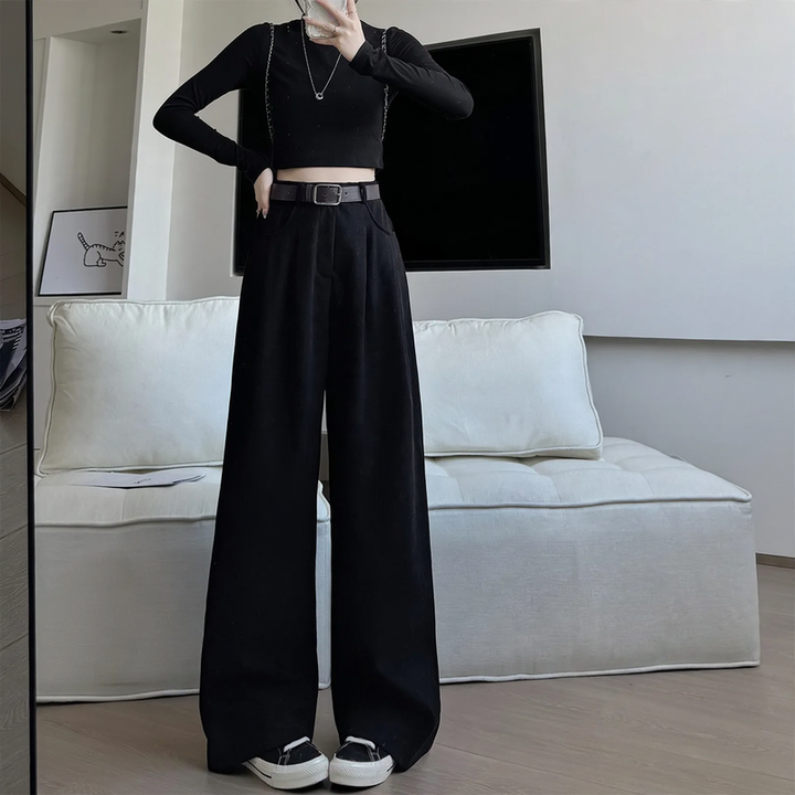 Women’s cord pants with wide leg, high waist