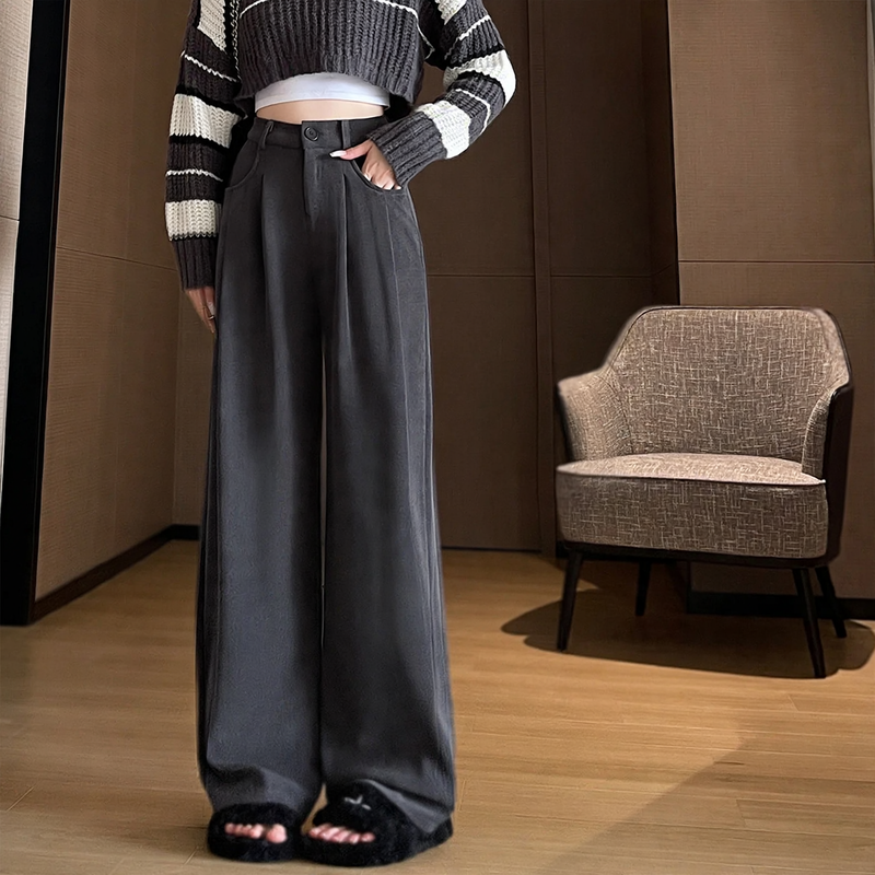 Women’s corduroy trousers, straight cut, lined, for autumn/spring