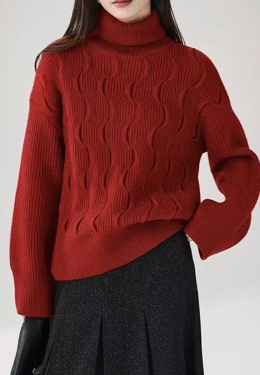 Padded knit sweater with roll neck