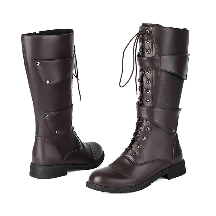 Men's boots with buckles and lacing