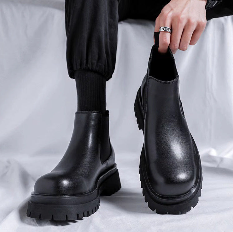 Men's Chelsea Boots, Leather, Platform, Non-slip