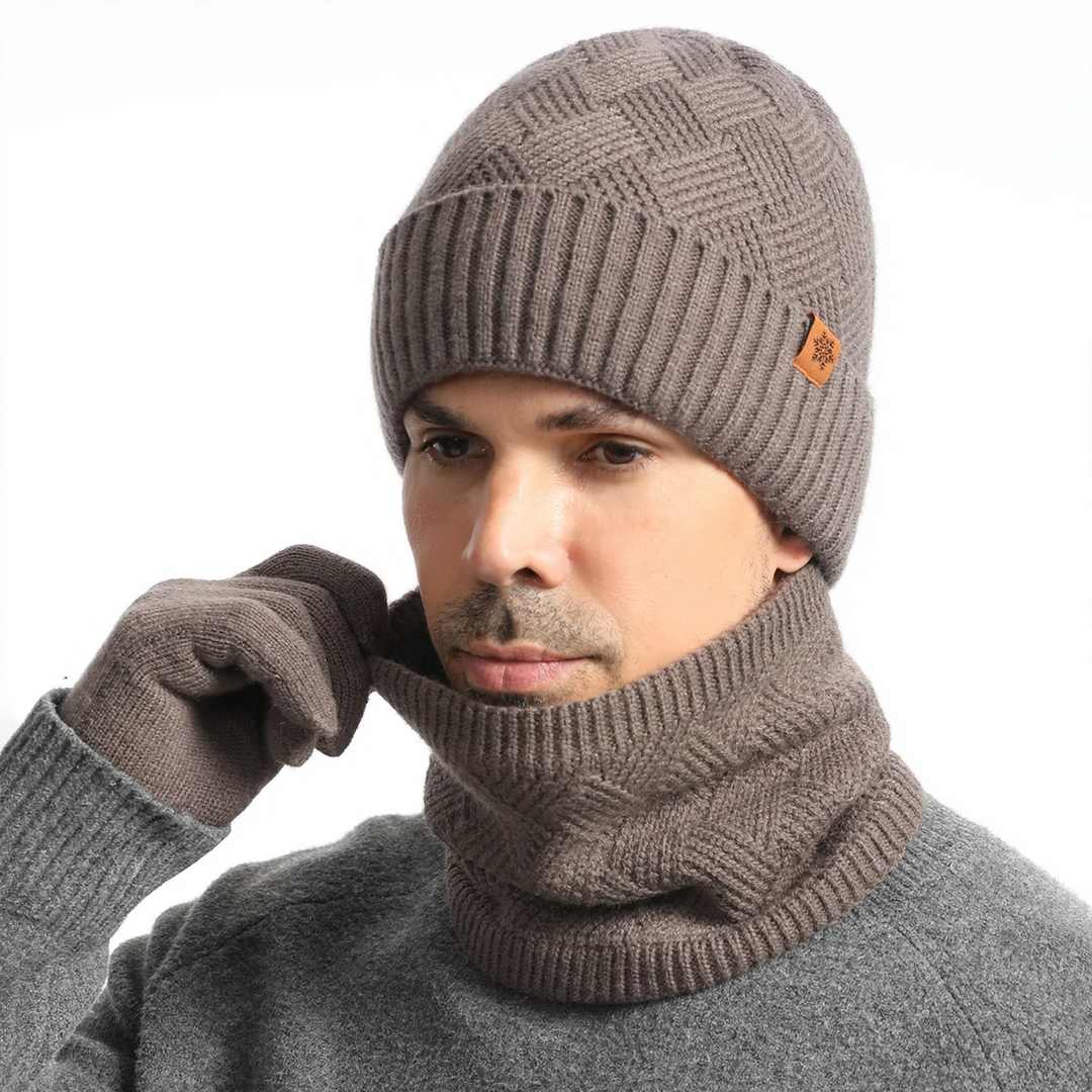 Winter Set: Knitted hat, scarf, and gloves