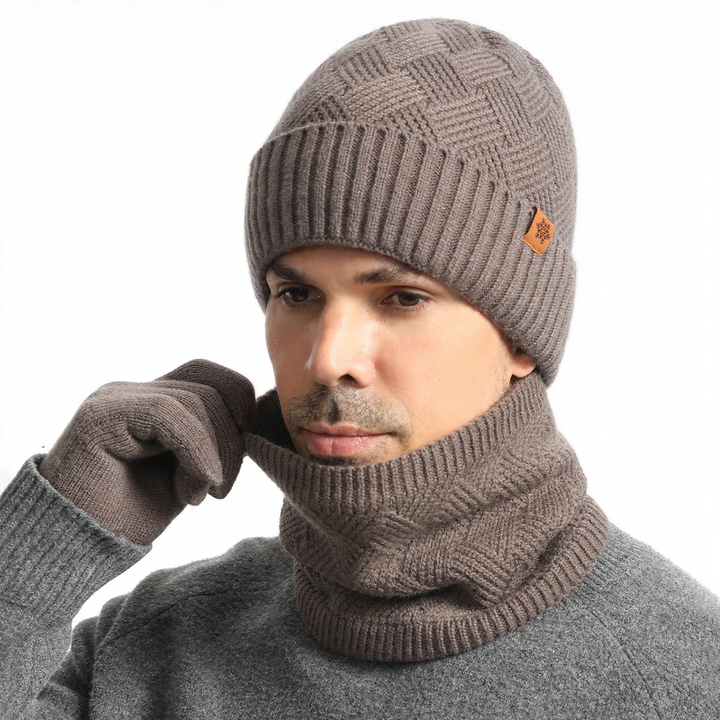 Winter Set: Knitted hat, scarf, and gloves