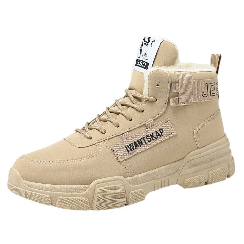 Padded men's winter boots, mid-height shaft