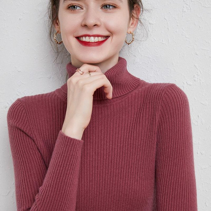 Women’s turtleneck sweater, knitted, slim fit